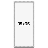 15x35 Frame Brushed Silver Solid Wood Picture Frame | 0.75 Inch Moulding Width | Rabbet Depth 0.75
