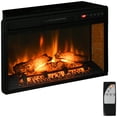 thumbnail image 2 of 27" Electric Fireplace Insert, Retro Recessed Fireplace Heater with Realistic Log Flame, Remote Control, and Adjustable Brightness, 1400W, Black, 2 of 9