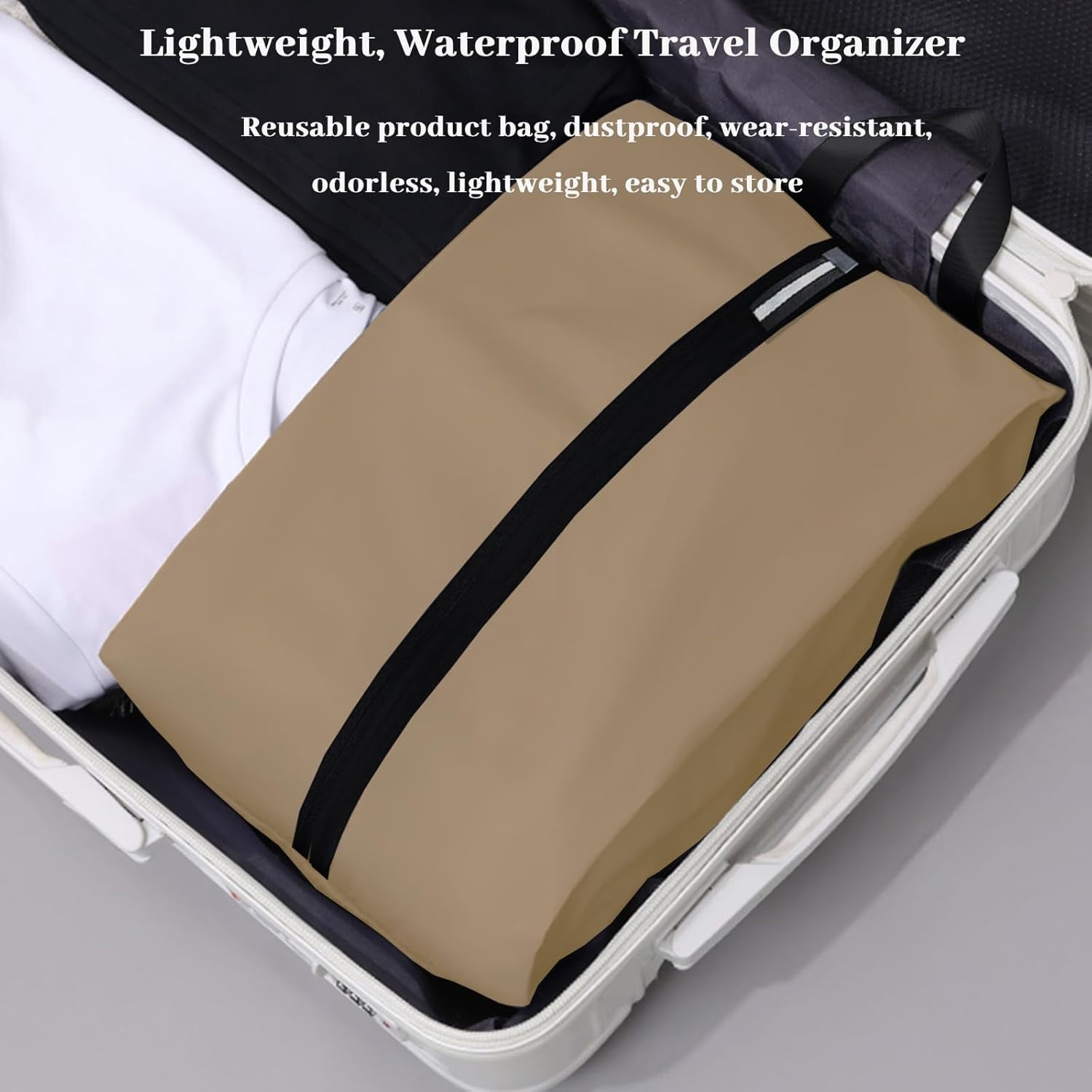 Golf Shoe Bag Large Capacity Oxford Fabric  Golf Shoes Bag with Zipper and Handle for Portable Packing  Shoes Storage Bags for Travel, Running, Gym, Soccer(Beige, 1-Pack)