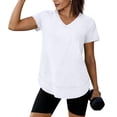 thumbnail image 5 of Besolor Workout Tops for Women V Neck Short Sleeve Shirts Summer Lightweight Loose Casual Basic Tees Athletic Running T-Shirt Top, 5 of 7