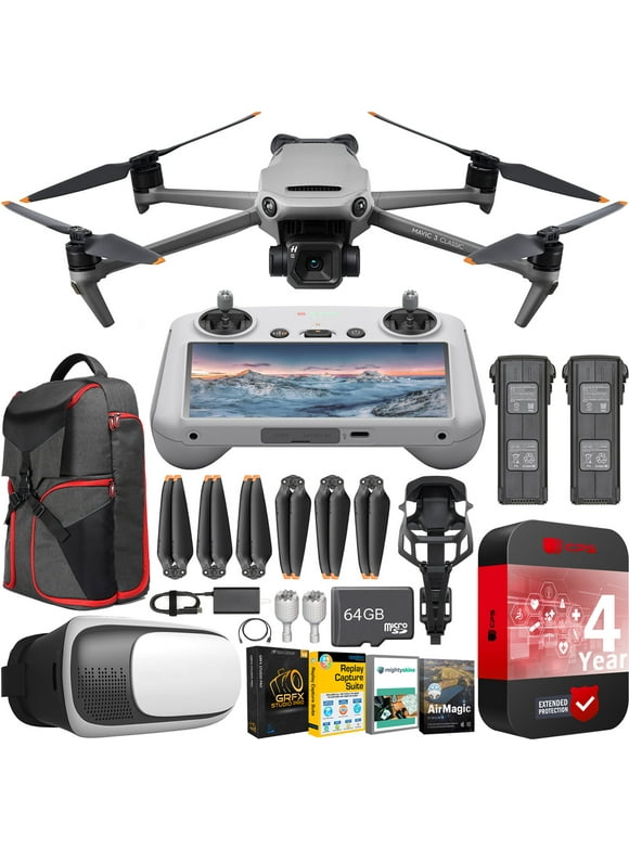 DJI Mavic 3 Classic Drone 4/3 CMOS Hasselblad Camera Quadcopter with RC Smart Remote Controller CP.MA.00000554.01 Adventure Pack Bundle with Deco Gear Backpack + Extra Battery + FPV VR Pilot Headset