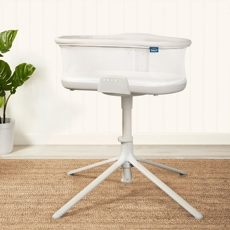 HALO BassiNest Soothing Swivel Sleeper 3.0S Over-Bed Baby Bassinet with 360 Rotation Adjustable Height Breathable Mesh Calm Sounds & Vibrations Safe Close Sleeping Lowering Wall