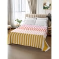 thumbnail image 2 of Colorful Stripe King Size Flat Sheet, Wrinkleproof & Fadeproof Cooling Flat Bed Sheet Only, Modern Pink Red Yellow Vertical Striped Breathable Soft Bedding Top Sheets 105 x 98 Inches, 2 of 8