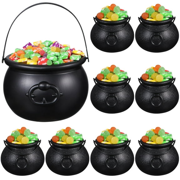 TOYMYTOY Large Black Cauldron Candy Bucket Decoration Party Favor 9PCS