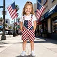 thumbnail image 2 of American Flag Overalls for Kids 250 Anniversary USA Suspender Shorts Summer Sleeveless Patriotic Casual Short Romper #07 Red 6-7 Years, 2 of 7