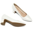 thumbnail image 2 of PENNYSUE Women's Pointed Toe Pumps 2 Inch Chunky Block Low Heels White Dressy Shoes Slip On Pump Size 9M, 2 of 6