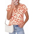 thumbnail image 3 of PRETTYGARDEN Womens Floral Print Short Sleeve Summer Tops Trendy V Neck Loose Boho Shirts Casual Work Blouses, 3 of 10
