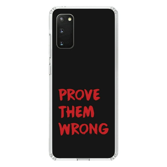 DistinctInk Clear Shockproof Hybrid Case for Galaxy S20 ULTRA / 5G (6.9" Screen) - TPU Bumper, Acrylic Back, Tempered Glass Screen Protector - Prove Them Wrong - Black & Red