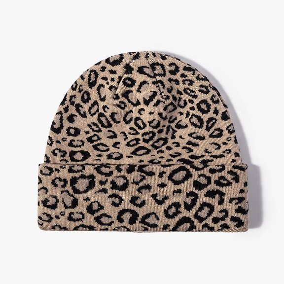 Hats for Women/Men European And American Fashion Winter Jacquard Knitted Hat Women Outdoor Beans Warm Leopard Cold Hat Thickened Ear Protection Wool Hat