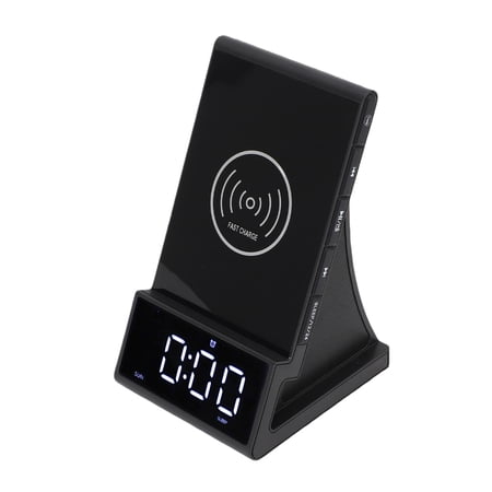 Riousery Wireless Phone Charging Alarm Clock Desktop Bluetooth Speaker Dock Station 6.69 inches / 17 cm US Plug