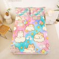 thumbnail image 4 of Manfei Cute Kitten Bed Sheets, Cartoon Rainbow Galaxy Full Size Sheets, Pink Blue, 4 Pieces, 1 Flat Sheet, 1 Fitted Sheet and 2 Pillowcases, 4 of 6