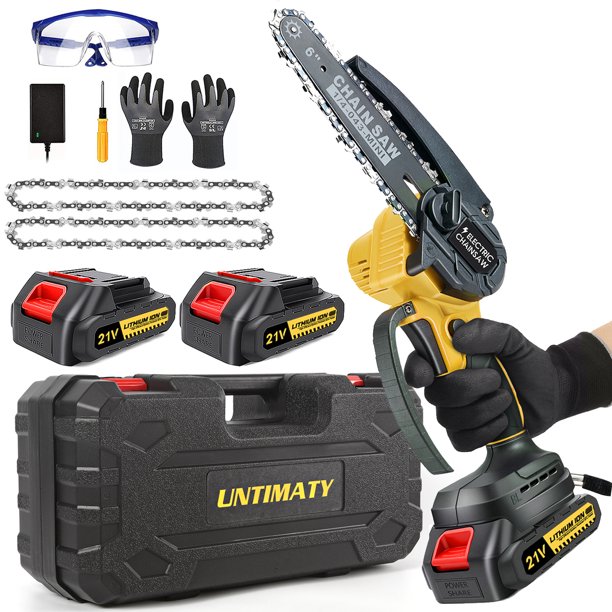 UNTIMATY Mini Cordless Chainsaw, 6Inch Battery Powered Chain Saws with