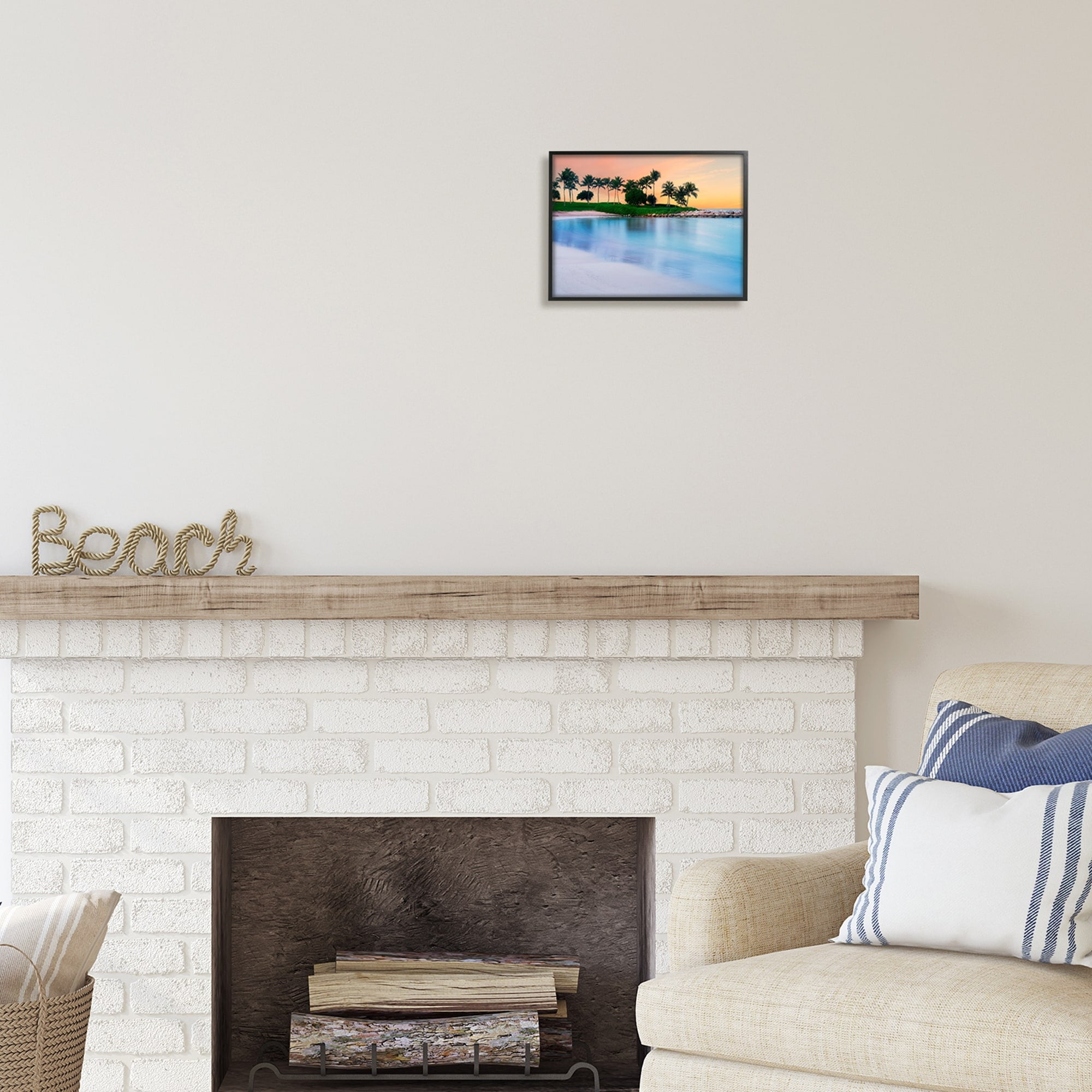 Stupell Industries Tropical Beach Cove Landscape Coastal Photography White Framed Art Print Wall Art