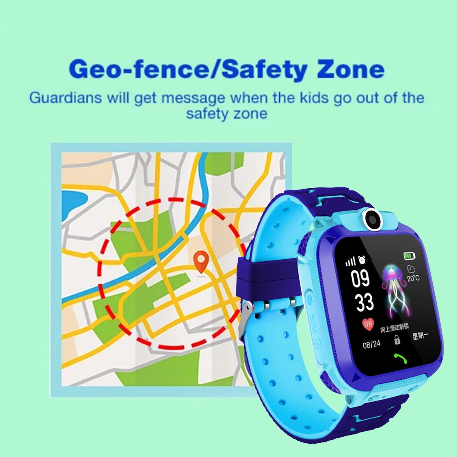 Kids Smart Watch with GPS Tracker & Two-Way Calling, 1.44" HD Touch Screen, Parental Controls, IPX6 Waterproof, SIM Card Compatible, Perfect for Boys & Girls Ages 3-12, Pink