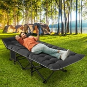 MOPHOTO XXL Oversized Adults & Kids Folding Cot Black Camping Cot, Outdoor Sleeping Bed with Mattress & Carry Bag, 78 x 32 x 18, Fold Beds Cot with Mattress