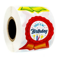 Birthday Ribbon Stickers / 250 Birthday Stickers for Kids / 1 5/8" x 2" School Today Is My Birthday Labels