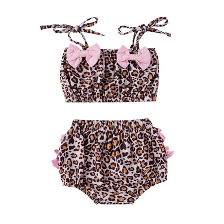 

Toddler Swimsuit Girl Size 12 Months-18 Months Two Piece Summer Sleeveless Leopard Print Swimwear Bikini Girls Bathing Suit Pink