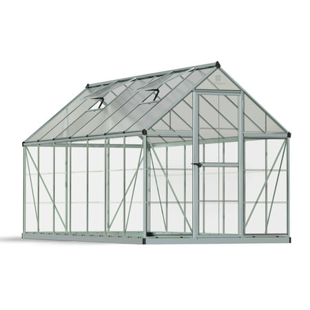 Palram - Canopia Hybrid 6 x 14 Polycarbonate/Aluminum Walk-In Greenhouse – Silver - with 2 Roof Vents