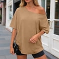 thumbnail image 2 of idosla Womens Off the Shoulder Tops Oversized T-Shirts Short Sleeve Tees Summer 2026 Casual Spring Clothes (Gold, 3XL), 2 of 5