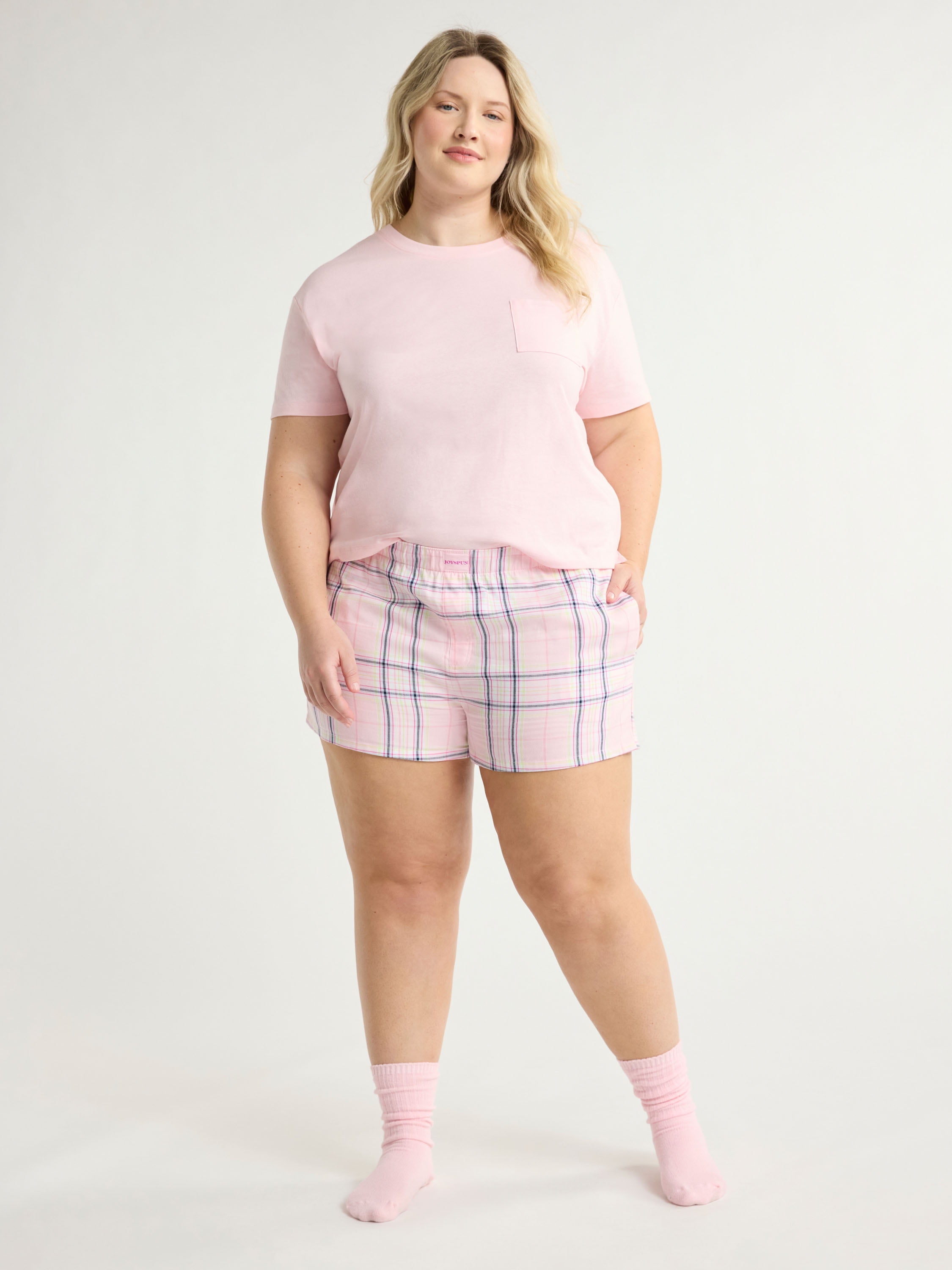 Joyspun Women's Woven Pajama Boxer Shorts, 3'' Inseam, Sizes XS-3X