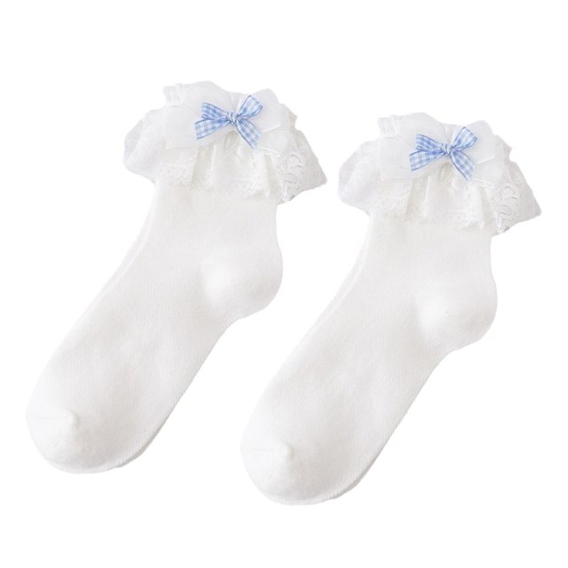 Calcetines cortos de Lolita para mujer, calcetines elásticos de encaje con volantes, calcetines de vestir de algodón