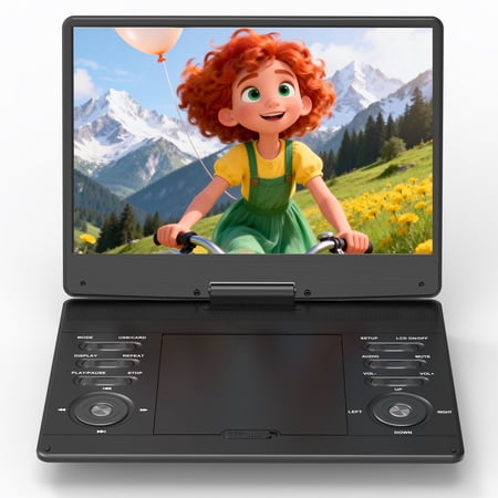 PJGCWB 14.9 Portable DVD Player with 13.3 Full View HD Screen 5-Hours Recargeable Battery Car DVD Player for Kids Black