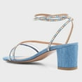 thumbnail image 3 of FSJ Women Chic Round Open Toe Strappy Sandals Chunky Block Heel Cross Strap Studded Rhinestones Pumps Party Date Work Shoes Size 8 Blue, 3 of 4