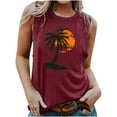 thumbnail image 2 of Titcea Tank Top for Women Palm Tree Printed Round Neck Sleeveless Graphic Tees Hawaiian Beach Holiday Summer Casual T Shirts, 2 of 5
