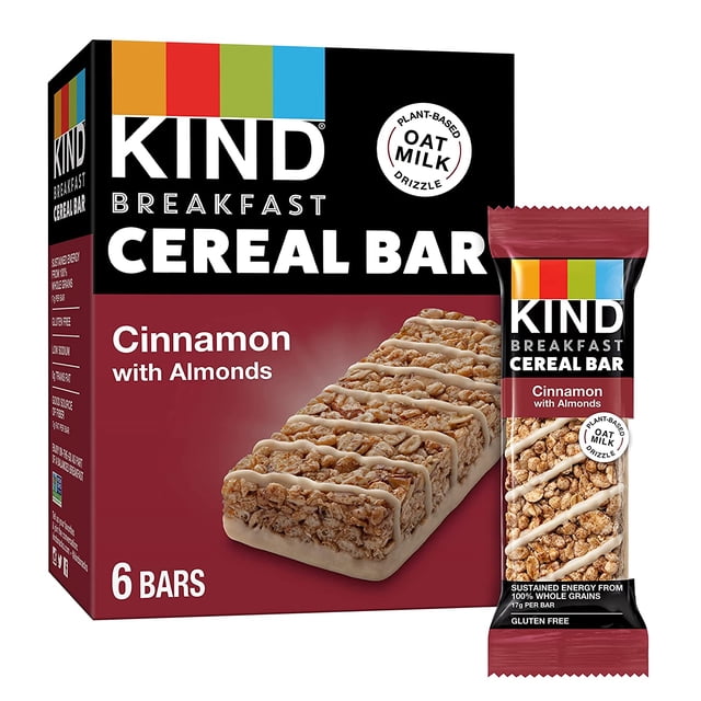 Breakfast Cereal Bar, Cinnamon with Almonds, Gluten Free Snacks, 9.3oz Box, 6 count