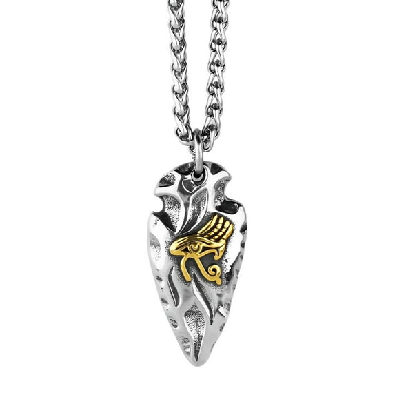 Fachoice Horus Eye Arrow Pendant for Men Ancient Egyptian God Eye Necklace, Eye of Horus Spear Necklace Men’s Mystic Egypt Eye Protection Jewelry Powerful Horus Eye Arrowhead Charm Necklace