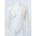 thumbnail image 3 of YUUMIN Kids Girls Long Sleeve 3D Flower Applique Bolero Wedding Party Princess Cover Up Shrug White 90, 3 of 7