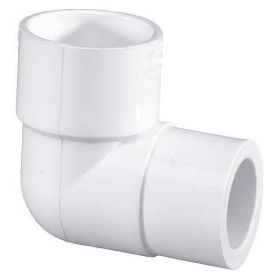 PVC Reducing Elbow, Socket x Socket, 1 in x 1/2 in Pipe Size