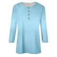 thumbnail image 4 of Fgnfyis Womens Tops Women Casual V Neck Colorful Shiny Geometric Print Button Three Quarter Sleeve T Shirt Stylish T Shirts for Women Sky Blue M, 4 of 4