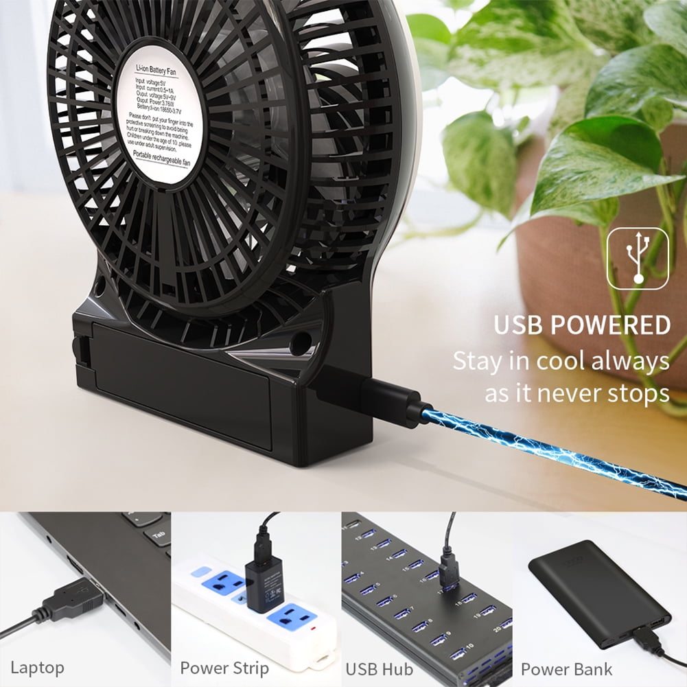 Private Jungle Mini Portable Battery Operated Desk Fan with 3-13 Battery Life,Rechargeable & USB powered Handheld Fan for Desk Beach Camping,3 Speeds,Strong Airflow,Internal Blue Light&Side Flash Ligh Private Jungle Mini Portable Battery Operated Desk Fan with 3-13 Battery Life,Rechargeable & USB powered Handheld Fan for Desk Beach Camping,3 Speeds,Strong Airflow,Internal Blue Light&Side Flash Ligh