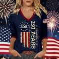 thumbnail image 2 of WERYOUNG Patriotic Graphic T Shirt For Women V Neck 3/4 Sleeve Tee 250th Anniversary Celebration T-Shirts Trendy Tops M, 2 of 4