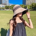 thumbnail image 6 of Women Sun Hat Stripe Contrast Color Sunscreen Bucket Hat, 6 of 7
