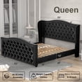 thumbnail image 3 of Nathaniel Home Jennifer Velvet Upholstered Tufted Bed, Platform Bed Frame with Diamond, Low Profile Platform Beds Strong Wooden Slats Queen Balck, 3 of 9