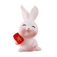 thumbnail image 2 of 3x Chinese New Year Rabbit Statue Small Bunny Figurine for Table Decor Macarena none, 2 of 8