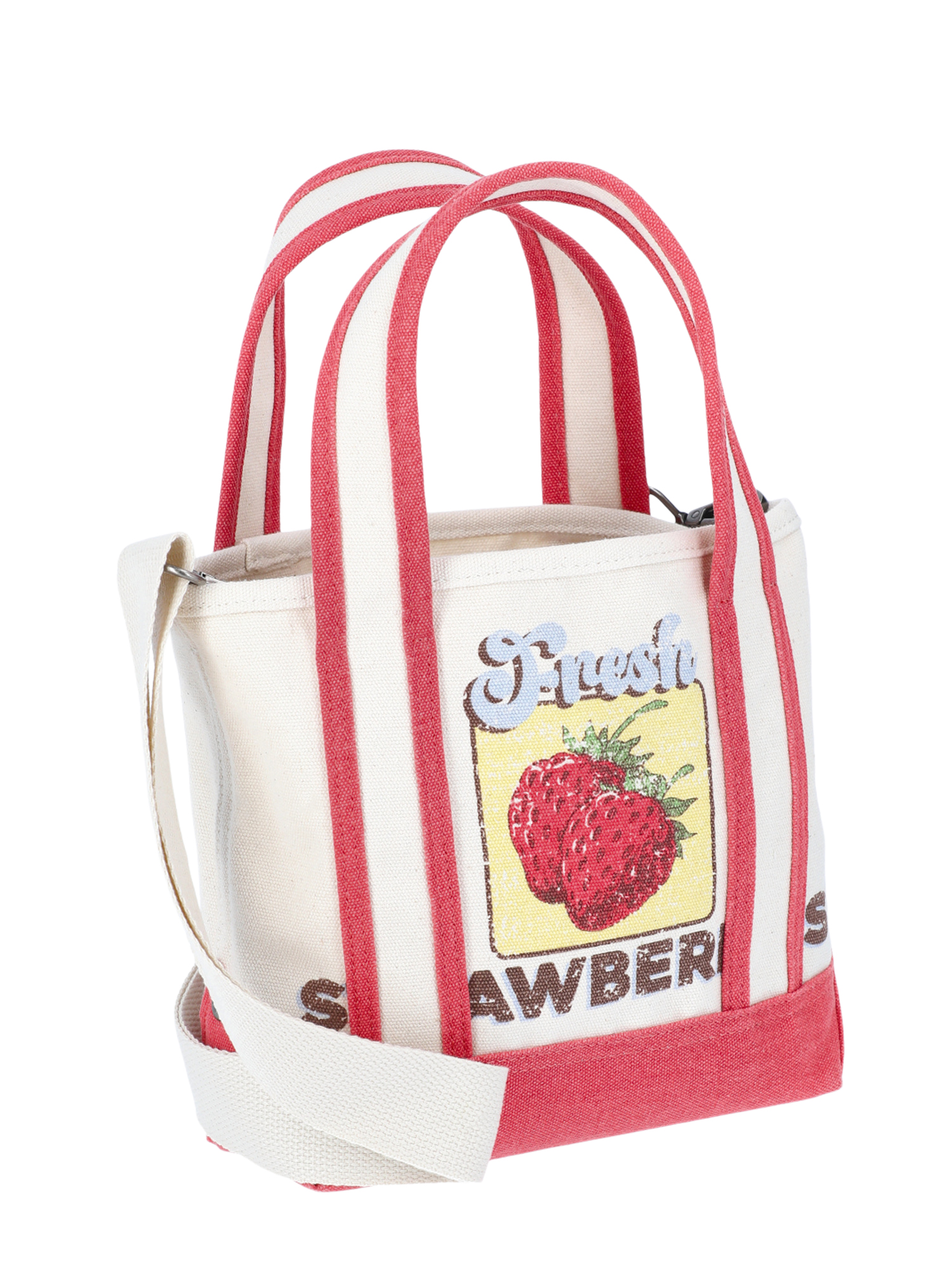 No Boundaries Women's Canvas Mini Tote, Red Strawberry, Women’s