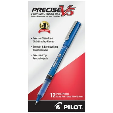 Pilot Precise V5 Roller Ball Pen, Extra Fine, Blue Ink, 12 Count