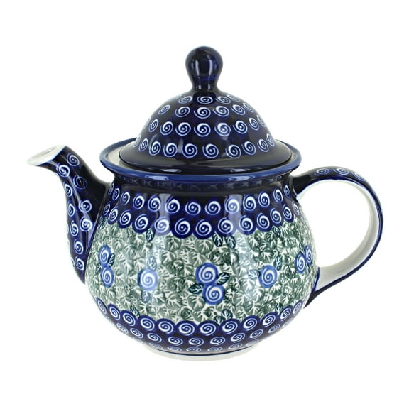 Blue Rose Polish Pottery Seaside Swirl Large Teapot