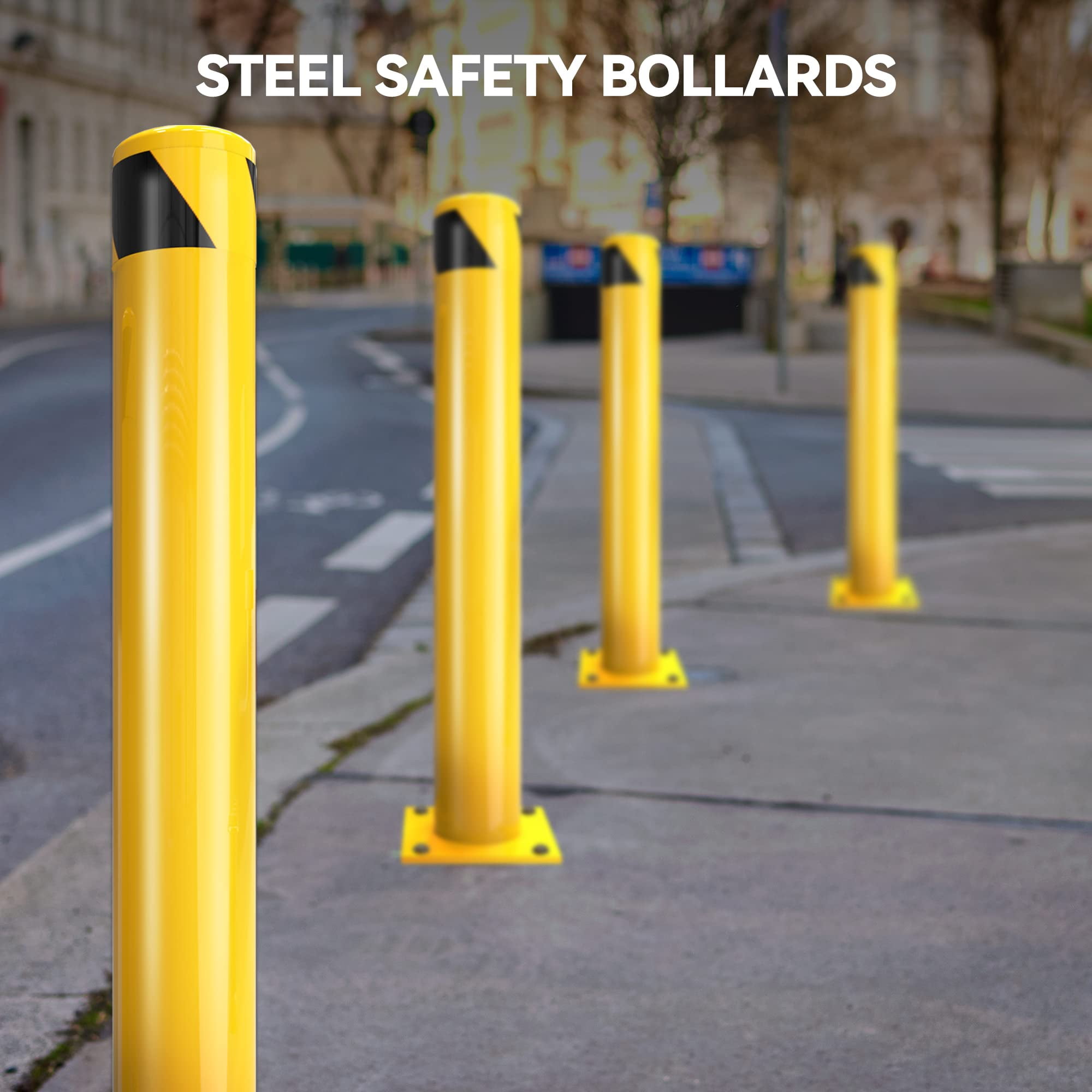 Dextrus 42" Safety Barrier Pole, Q235 Material, High Visibility, Yellow, 2-Pack