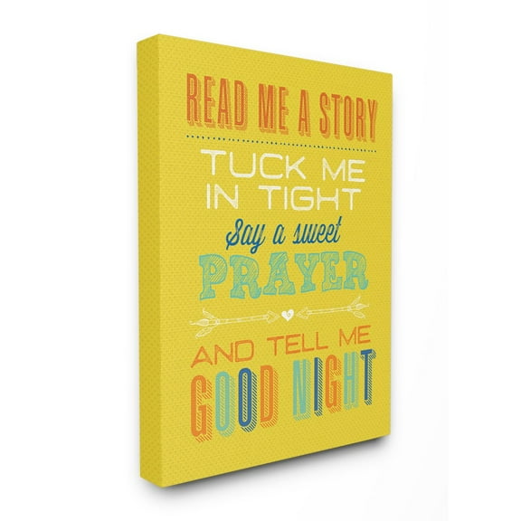 The Kids Room By Stupell Bright Yellow Read Me A Story Mod Lettered Typography Stretched Canvas Wall Art, 16 x 20