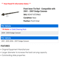 thumbnail image 2 of Front Inner Tie Rod - Compatible with 2001 - 2007 Dodge Caravan 2002 2003 2004 2005 2006, 2 of 2