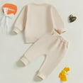 thumbnail image 3 of Kiijoy Girls Outfits Bow Print Sweatshirt Sweatpants Casual Sweatsuit, Sizes 6-12M, 3 of 7