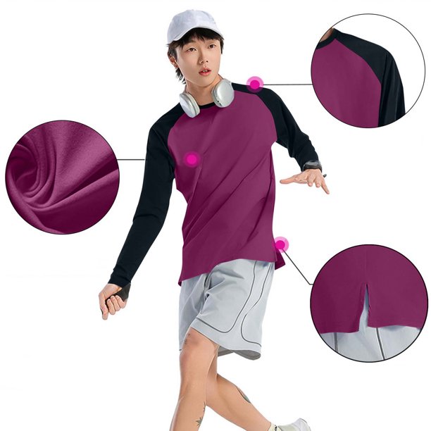 Blusas y camisas de manga larga con cuello redondo para hombre, color liso, para correr al aire libre, manga larga, cuello redondo, sudadera con capucha para ejercicio, top de poliéster para hombre.