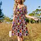 thumbnail image 4 of Vestido de manga corta con cuello en V para mujer, vestido largo para ocasiones formales, vestidos de verano para mujer ., 4 of 7