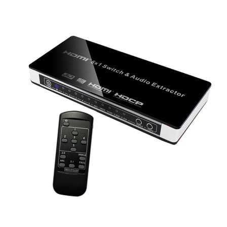 4K 3D HDMI Switch Splitter, 5 in 1 Out HDMI Splitter Switcher 4K with 3.5mm Audio Extractor with Control