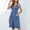 Blue, variant on Women Summer Dress Sleeveless Tank Button Down Dresses Tiered Smocked Elastic Waist with Pockets