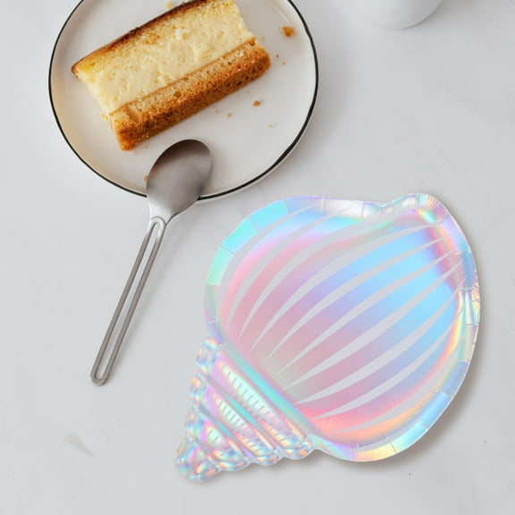 RENACLIPY Mermaid Seashell Paper Plates Multi Color Disposable for Party Lightweight